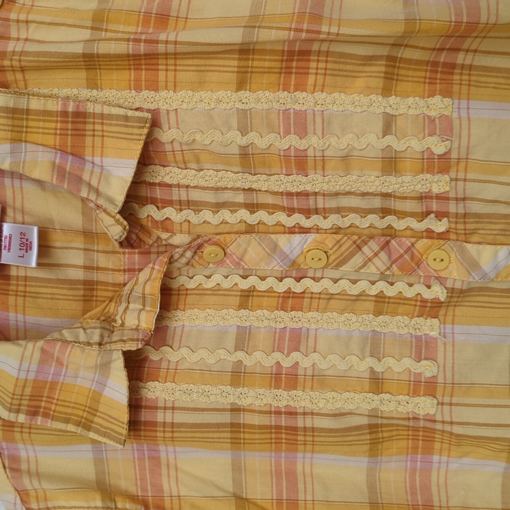 3/$20🌟 Mossimo Girls Sunny Yellow Short Sleeve Button Down Shirt Large 10-12 - Picture 5 of 6